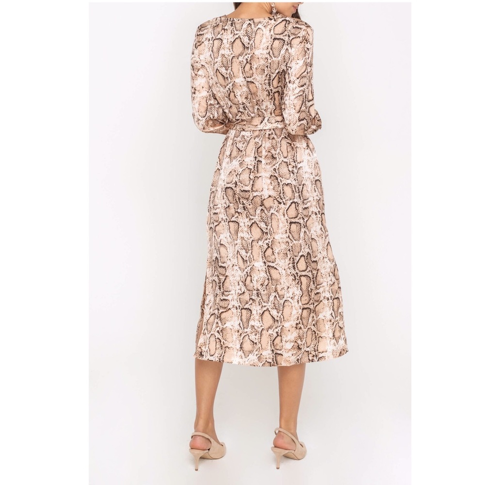 Satin Pink Python Midi Dress - Picture 3 of 3